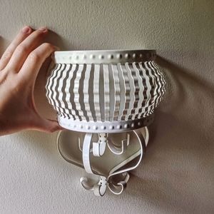 Vintage White Metal Planter / Sconce